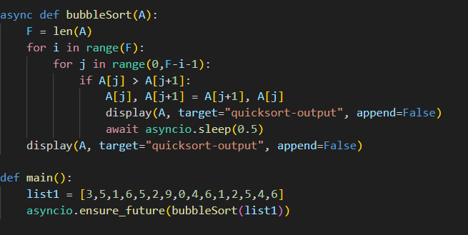Image of bubble sort code